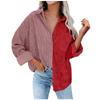 Damen Herbst- und Winter Locker Cord Color Blocking Langarm Hemdjacke