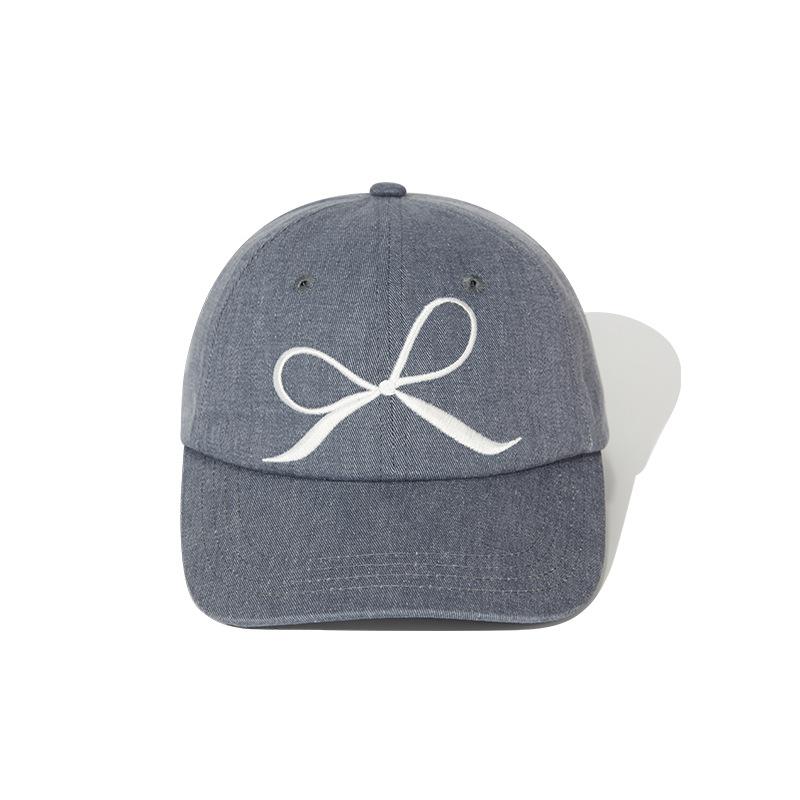 Sweet bow embroidered baseball cap plus brim sun hat versatile face soft top cap tide