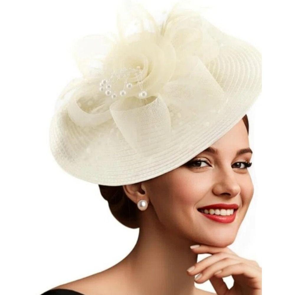 Sweet Vintage Fascinator Hat Elegant 1920s Hair Accessories Mesh Feather Headband  Photography