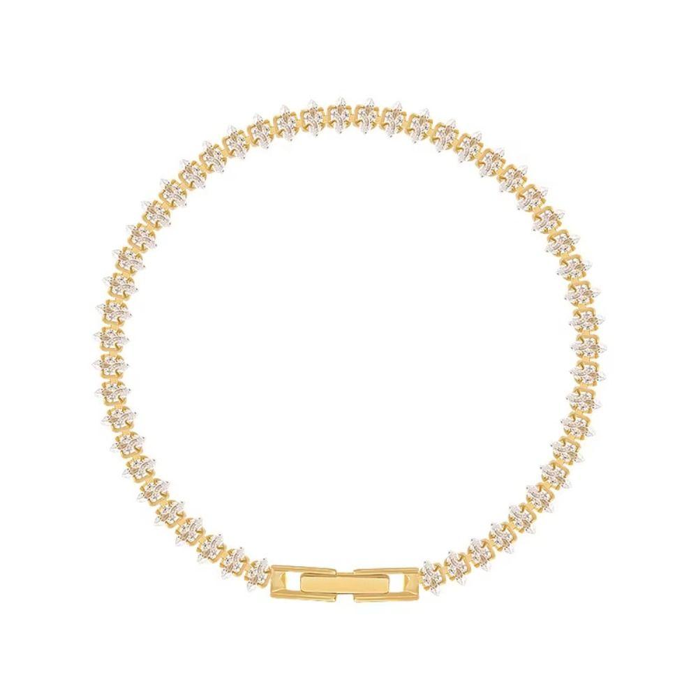 Gold Silver Sparkling Bracelet Rhinestone Diamond Bracelet Zircon Chain Bracelet  For Gala Dinners