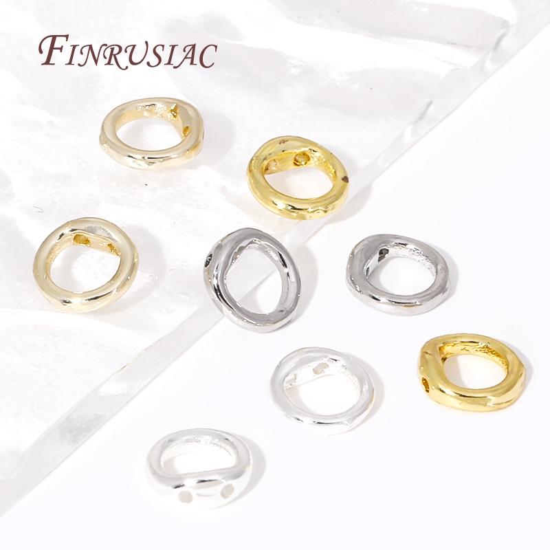 10/20Pcs End Beads Tip End Bead Findings 18K Gold Plated 2 Hole Connecting Ring For DIY Beading Jewellery Making Supplies