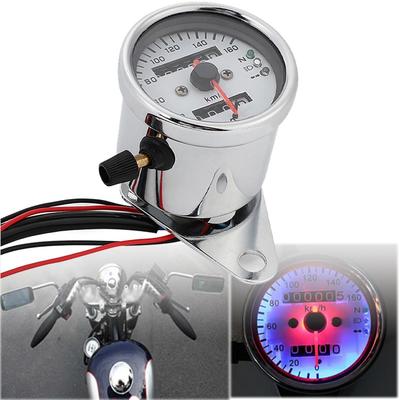 Motorcycle Speedometer with LED Backlight, Mechanical Odometer, Universal Fit