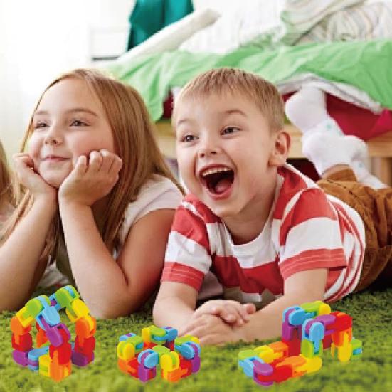 4Pcs Wacky Track Fidget Toy Stress Anxiety Relief Educational Rainbow Jointed Track Kids Teens Adults Sensory Toy Goodie Bag Stuffer Party Favors