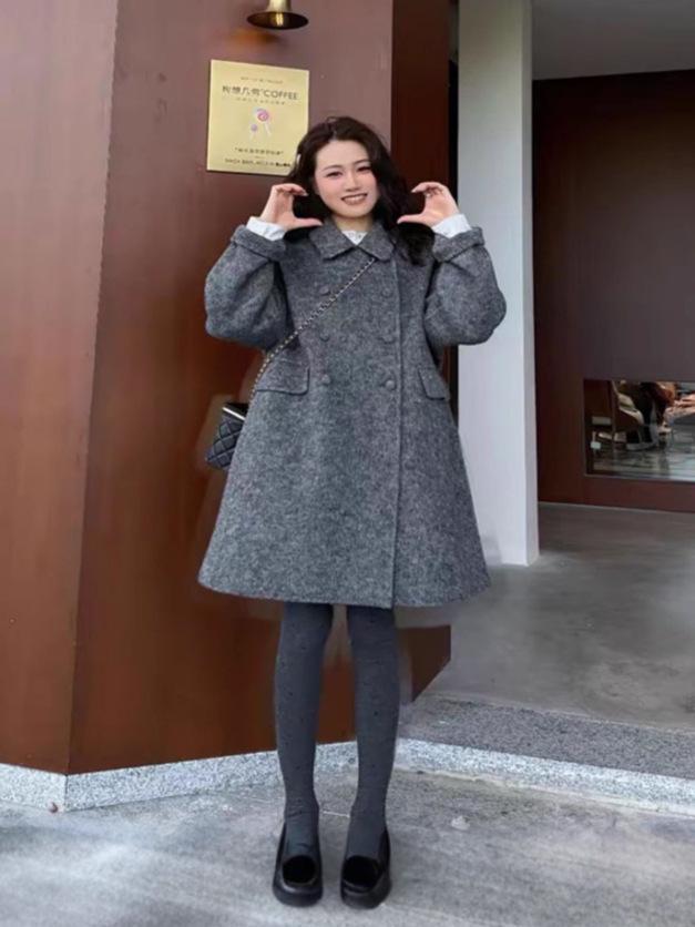 Princess Sister: Elegant A-line Double-Faced Wool Coat for Women - Autumn/Winter 2025 Collection
