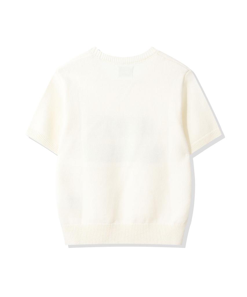 CGP (Women) Square Logo Short Sleeve Knit - Cream