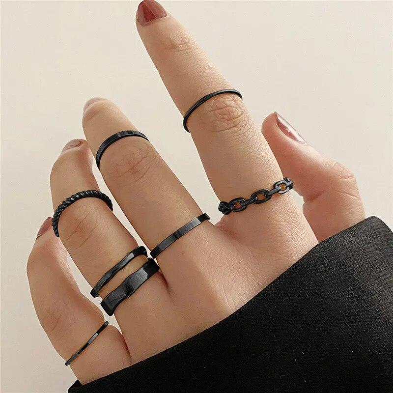 Buy 17km Punk Finger Rings Set Gothic Geometric Ring For Women