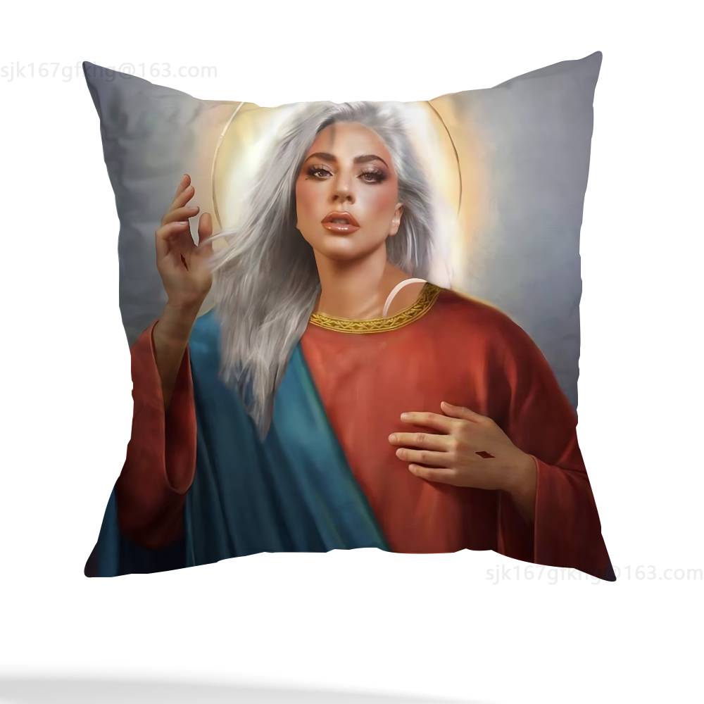 Singer L-Lady Gaga Pillow Case Anti-dustmite Pillowcase Invisible zipper silky short plush Sofa cushion cover