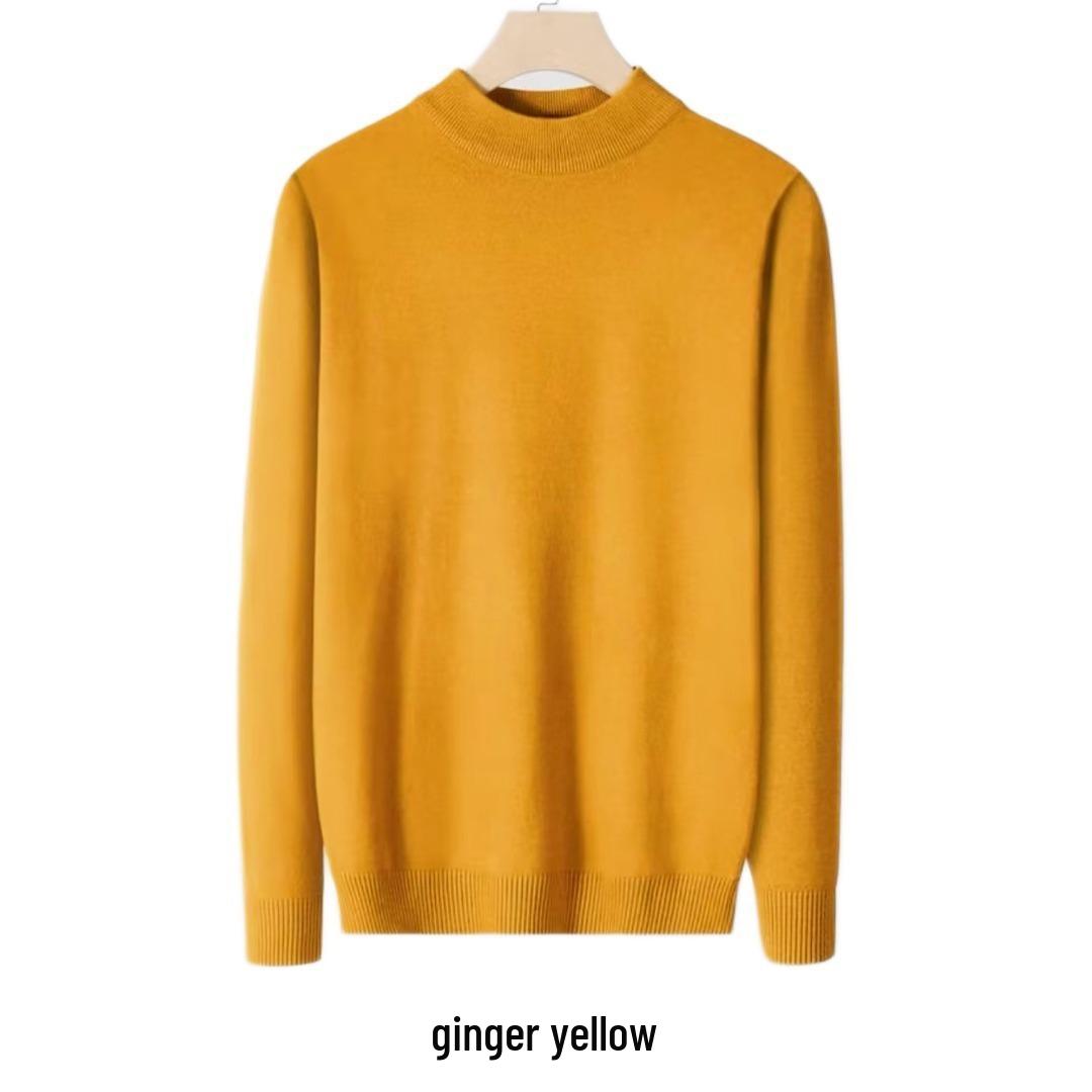 

2025 Autumn/Winter Solid Color Men s Sweater: Round or Half-High Neck, Casual Versatile Base Layer for Young & Middle-Aged Men 3XL