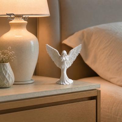 Schutzengel Dekoration 3D Gedruckte Elegante Figur mit Großen Flügeln, Dekorative Statue, Zarte Falten Kurven Statuen Kunsthandwerk Dekoration für Heimregal