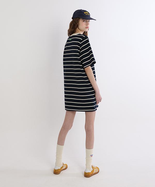 Green Butter Marine Cotton Dress (Navy)