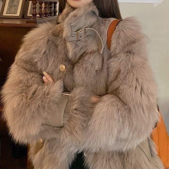 Imitation fox fur coat winter new temperament socialite small fragrant style thickened plush coat