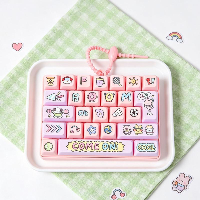 Soft Silicone 26 Keys Keyboard Fidget Toy Keychain Anti Anxiety Stress Relief Bag Pendant for Kids Adults Party Favor