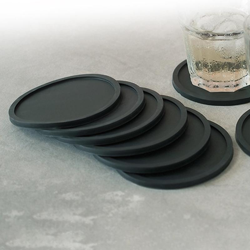 1PC 3.93inch Black Color Round Silicone Coaster Mat Soft Heat Resistant Rubber Drink Coaster Cup Pad Home Kitchen Accessories