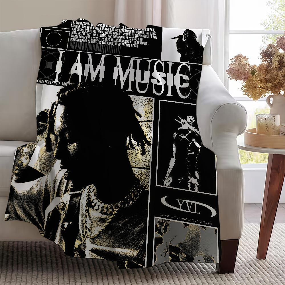 Playboi Carti IO SONO MUSICA Coperta Morbida Calda Pellicciosa Plaid Super Giocattoli per Bambini Letto Divano Auto Culla