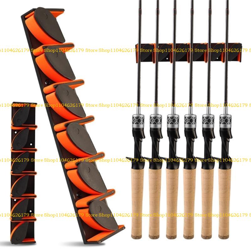 A1A2 Fishing Rod Holders for Garage, Vertical Fishing Poles Holder Wall Mount Fishing Rod Rack Rod Holder Holds Up to 6 Rods