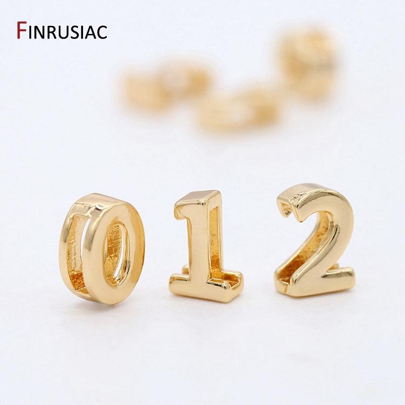 Simple Number 0-9 Number Beads Pendant For Beaded Bracelet Jewelry Making, Gold Plated Handmade DIY Beads Jewelry Accessories