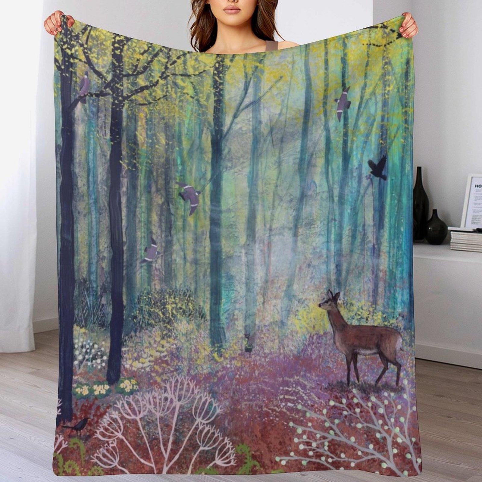 

The Enchanted Forest Throw Blanket Spring Fall Cozy Throw Blanket for Couch 102x76cm(40x30in)