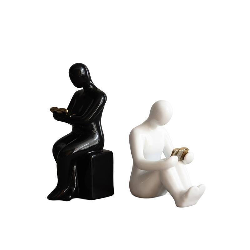 Minimalist Light Luxury Ceramic Bookend Ornament for Home Decor