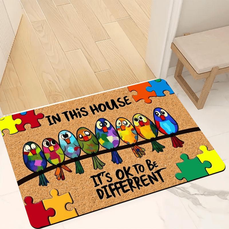 Het is oké om anders te zijn   Vogelpuzzel Entree Mat, Antislip Wasbare Vloerkleed, Huisdecoratie Tapijt 40x60cm