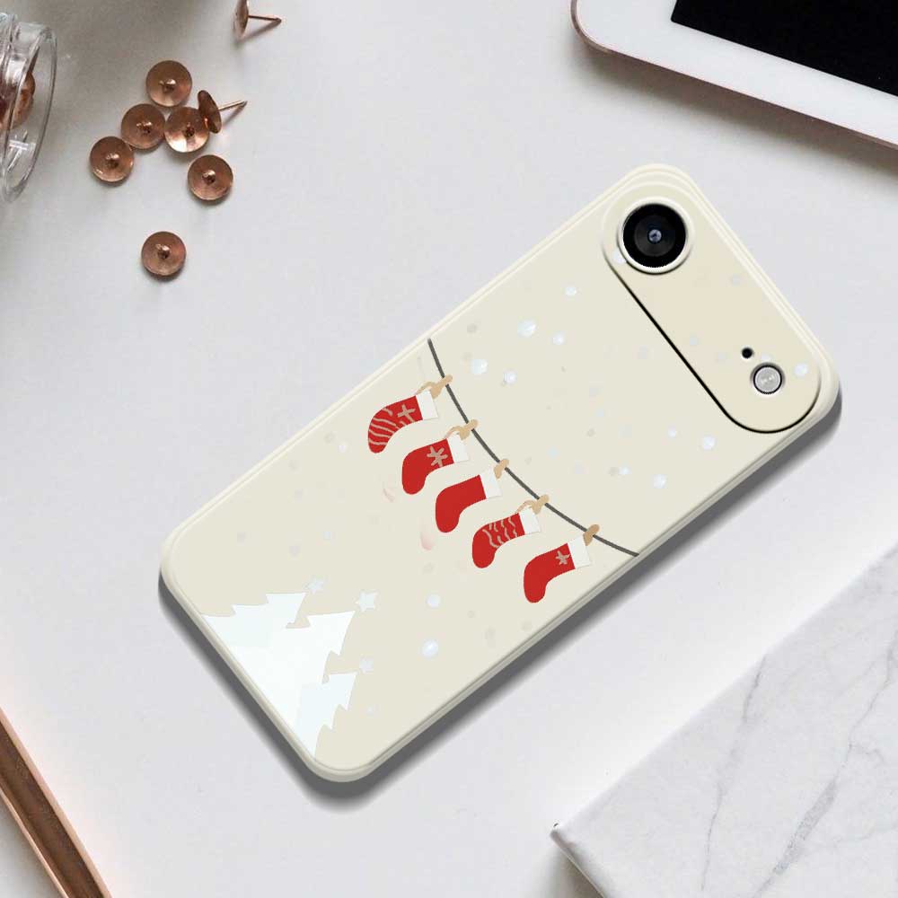 Für iPhone 17 Air Hülle Weihnachtssocken Musterdruck Gerade Kante TPU Handy Rückseite