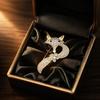 Metal Fox Jewelry Bling Rhinestone Brooch for Women, Golden Plated Silhouette Pin Lapel Pin, Dainty Daily Wear Parties Dates Alloy Clothing