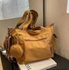 Women's Large Capacity Solid Color Canvas Shoulder and Crossbody Tote Bag
