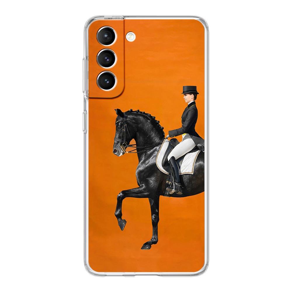Animal Galloping Horse Girl Drawing Phone Case For Samsung Galaxy S24 S23 S22 S20 Ultra S21 FE 5G S10 S9 Plus S10E S8 Soft Cover