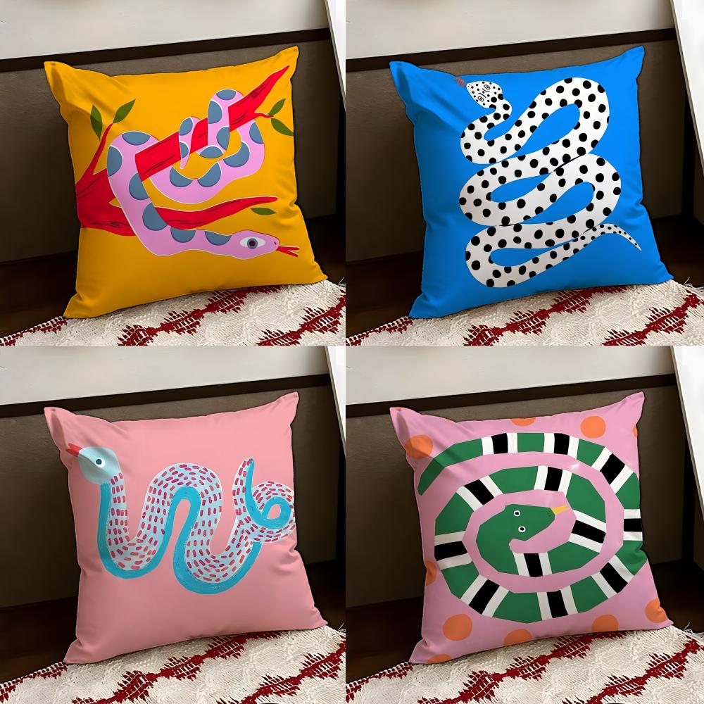Scribbled Graffiti Snake Cushion Cover Reversible Soft Durable Pillow Cover Home Car MultiScene Use for Daily Comfort