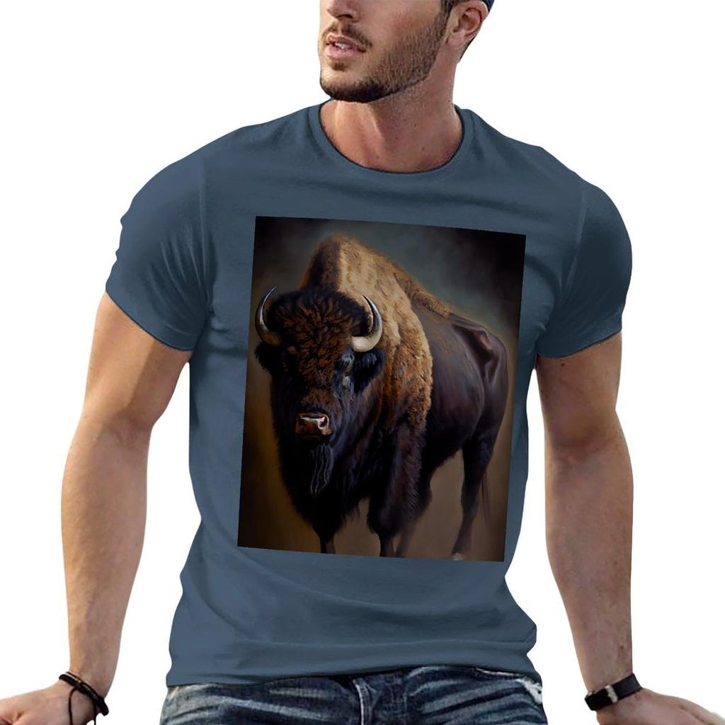 American Bison Oil Paint Tshirt T Shirts For Unisex Slim Fit T Shirts For Unisex Pack Cotton Unisex T Shirts Cotton Tshirt