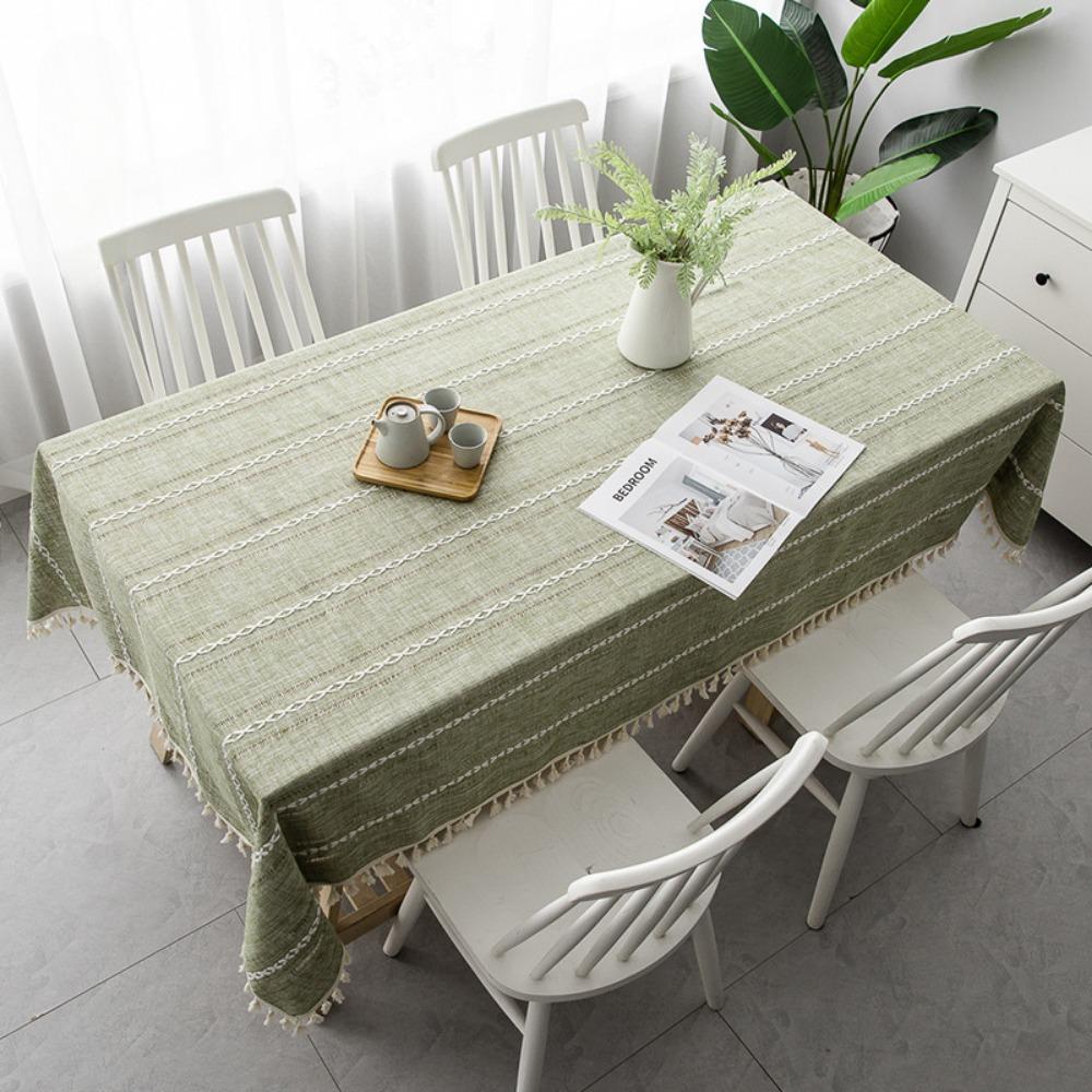 Nordische Tischdecke aus Baumwolle und Leinen zum Liegenlassen Luxustisch Einfarbig Esstischtuch