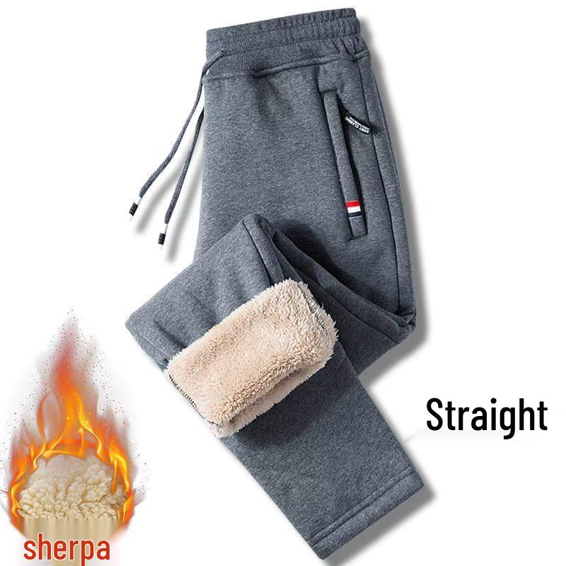 Men's Plus Velvet Thick Lambskin Sports Pants - Autumn/Winter 