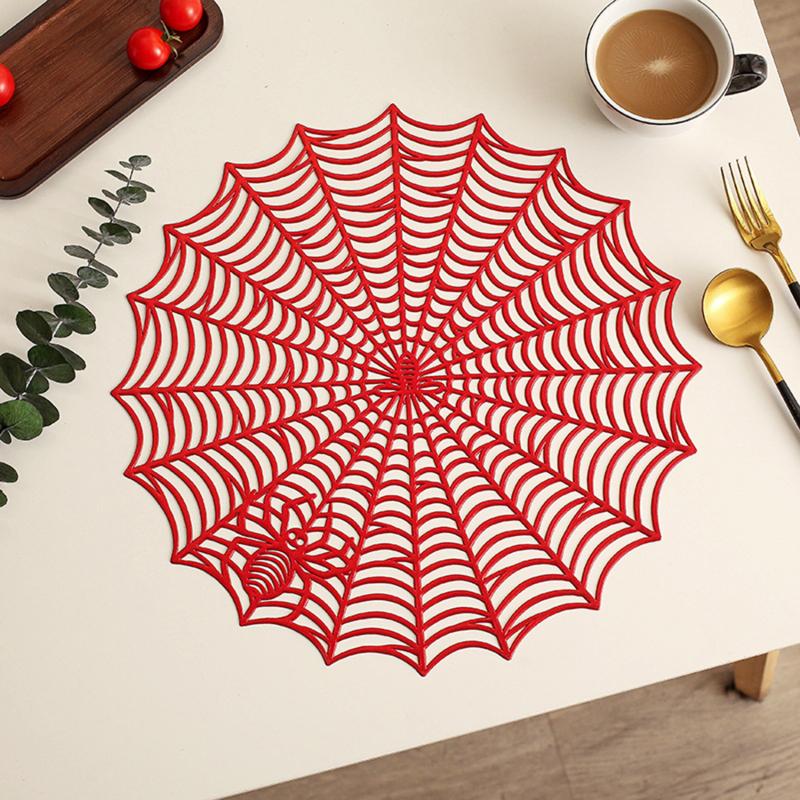 Round Cobweb Table Mat Coasters Hollow Out Heat Insulation Mat Waterproof Non-slip Table Mat