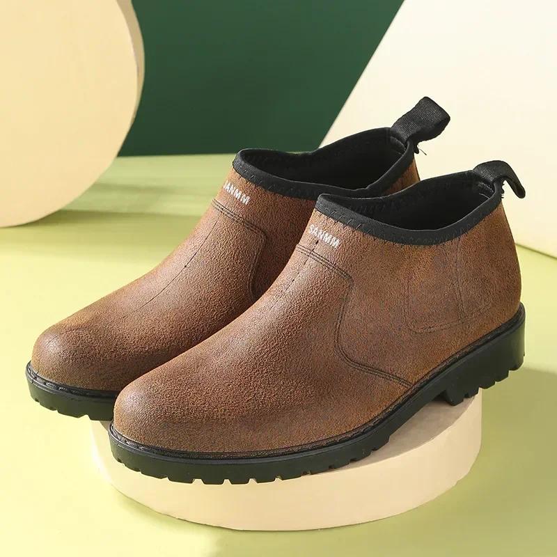 Mode 2025 Heren Regenlaarzen Waterdichte Rubberen Regenschoenen Mode Enkel Tuin Galochen Man Werk Regen Schoenen Schoenen Gumboots Zapatillas