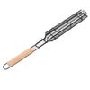 Kabob Grilling Baskets Lockable Iron Kebab Grill Grate with Wooden Handle for Grilling Vegetables