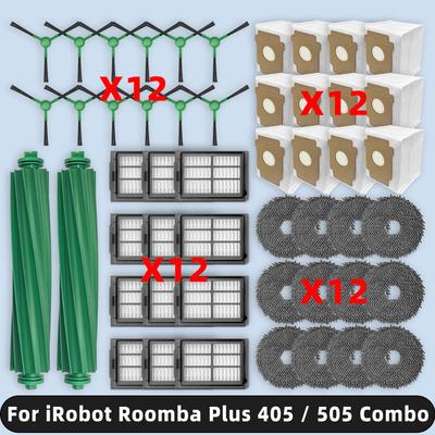 Compatível para ( iRobot Roomba Plus 405 / 505 Combo ) Peças de Reposição Kits de Acessórios Escova Lateral Principal Filtro Hepa Mop Pad Saco de Pó