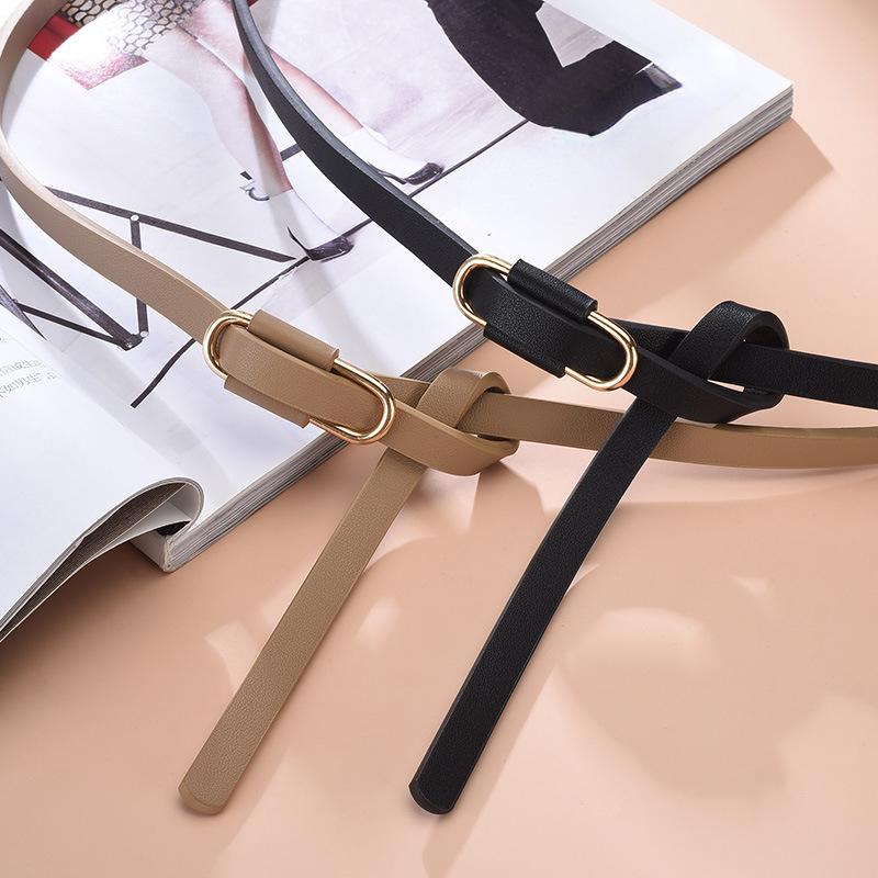 Fasjonable belter for kvinner 1 cm tynne vakre PU-belter Damekjole Frakk Klærtilbehør