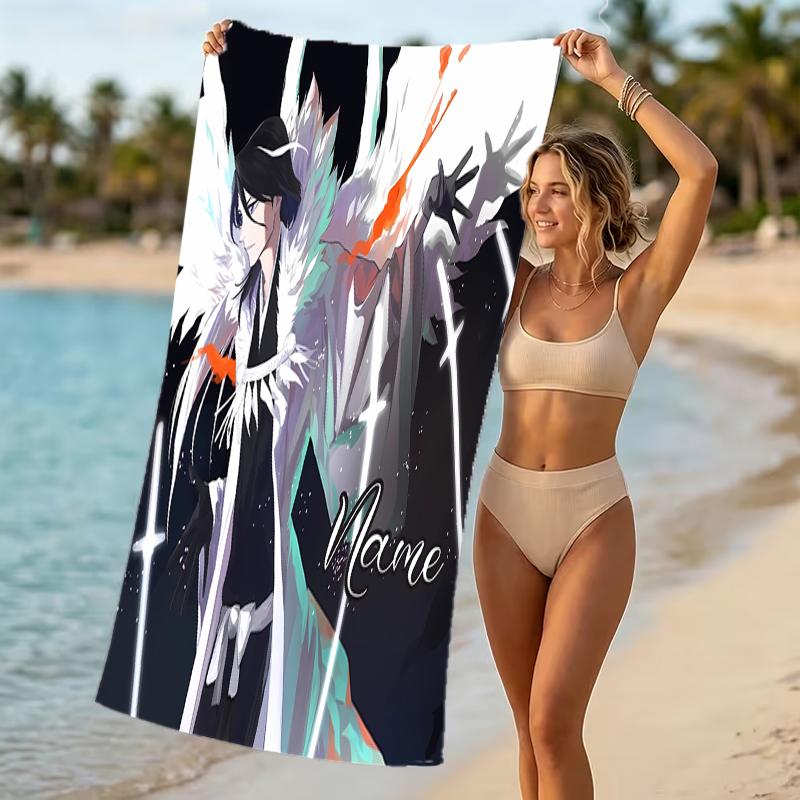 Customizable personalized beach towels Byakuya Kuchiki themed designs.Suitable for the beach, yoga, sports;ideal as beach accessories