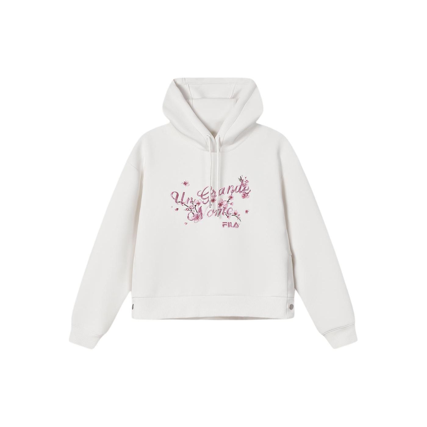 

FILA Embroidered Floral Loose Sports Long Sleeve Hoodie Women hoodies Cloud-White F11W418209F-WT XL