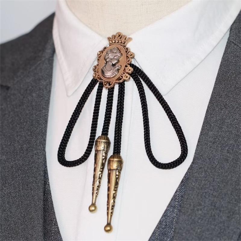 Mens Women American Bolo Tie Western Shirt Collar Necktie Metal Lady Portrait Cowboy Pendant Jewelry Shirt Chain Bowtie