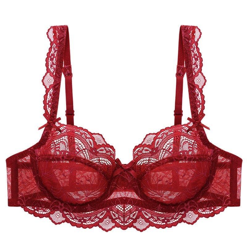 Neues beliebtes sexy durchsichtiges Spitzen-Unterwäsche-Anzug für Frauen mit kleinem Busen, ultradünne Schale, weicher Bügel, keine Polsterung, atmungsaktive BH-Abdeckung