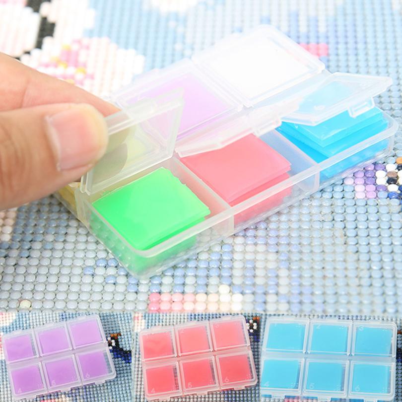 30PCS 2*2CM Diamond Painting Glue Clay With Box DIY Colorful Square Diamond Embroidery Dot Drill Mud Wax Embroidery Tool Set