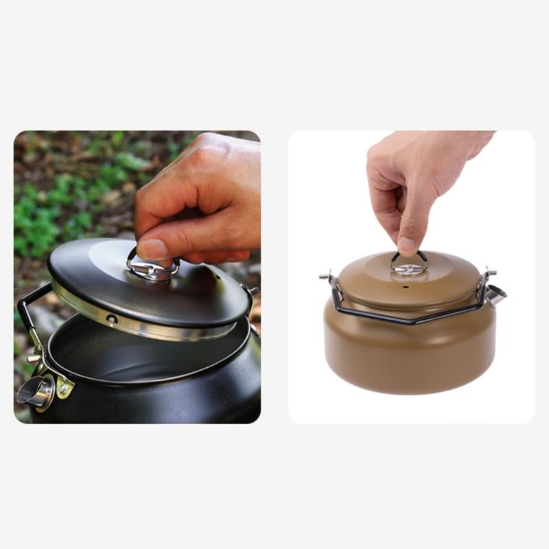 Portable 1 Litre Lightweight Stainless Steel Camping Kettle Durable and Camping Tea Pot for Indoor Outdoor Campfire Use