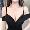 Socialite Fashion Low-Cut Spaghetti Strap A-Line Dress with Waist-Cinched Elegant Short Skirt