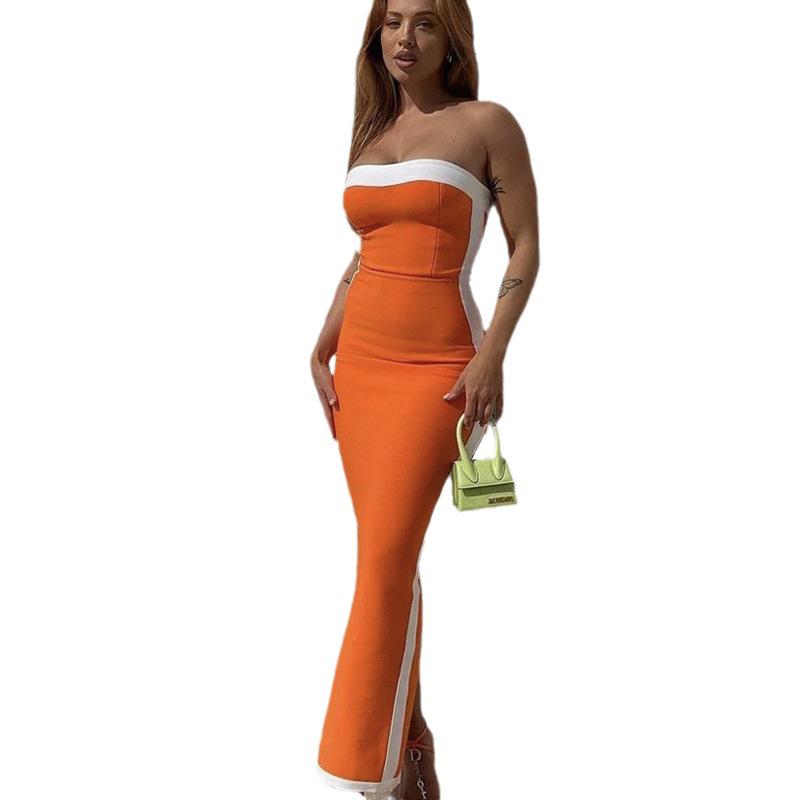 Rochie de seară elegantă în stil european și american, tip bandeau, cu bandaje