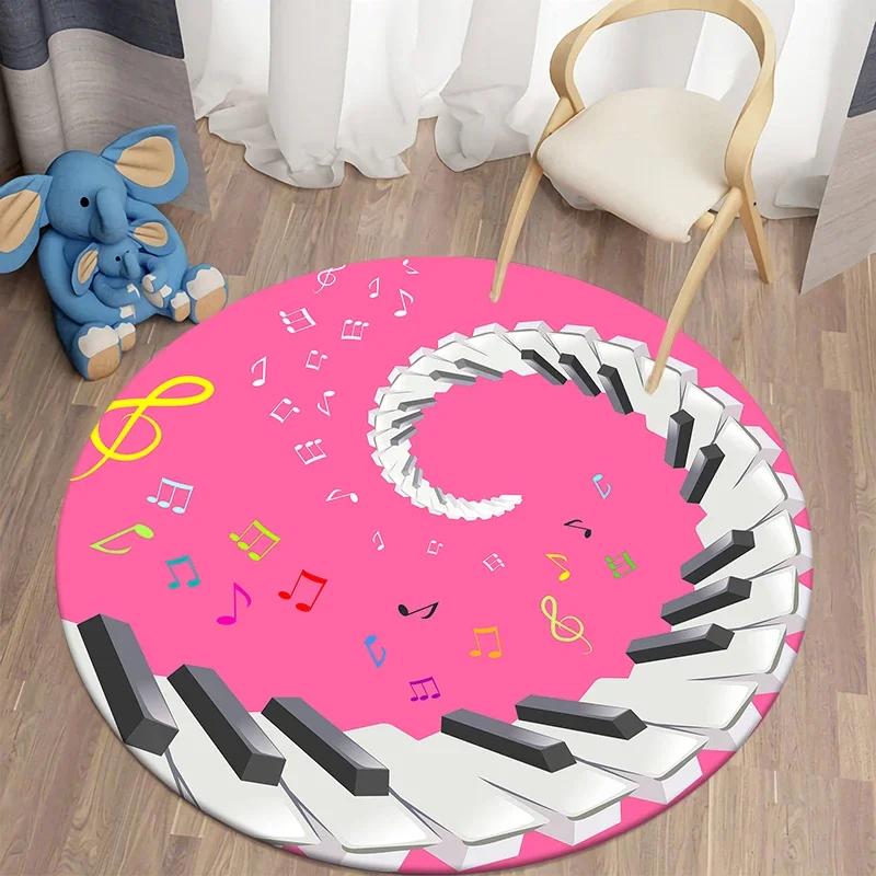 Music Note Round Carpet for Living Room Area Rugs Kids Carpets Non-slip Floor Mat for Kids Bedroom Carpet Children's Play Mats