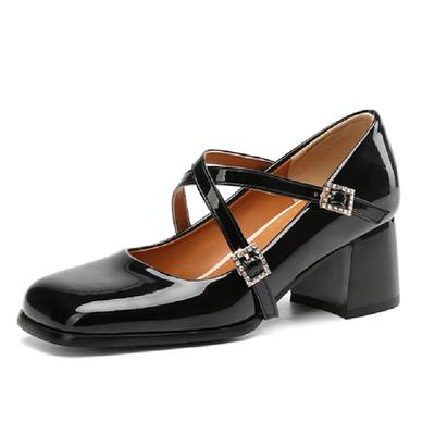 Mode Elegante High Heels Pumps Schuhe Frau Große Größe 45 Mode Kreuzriemen Quadratische Zehenpartie Schwarz Damen Heels Büro Party Hochzeits Schuhe