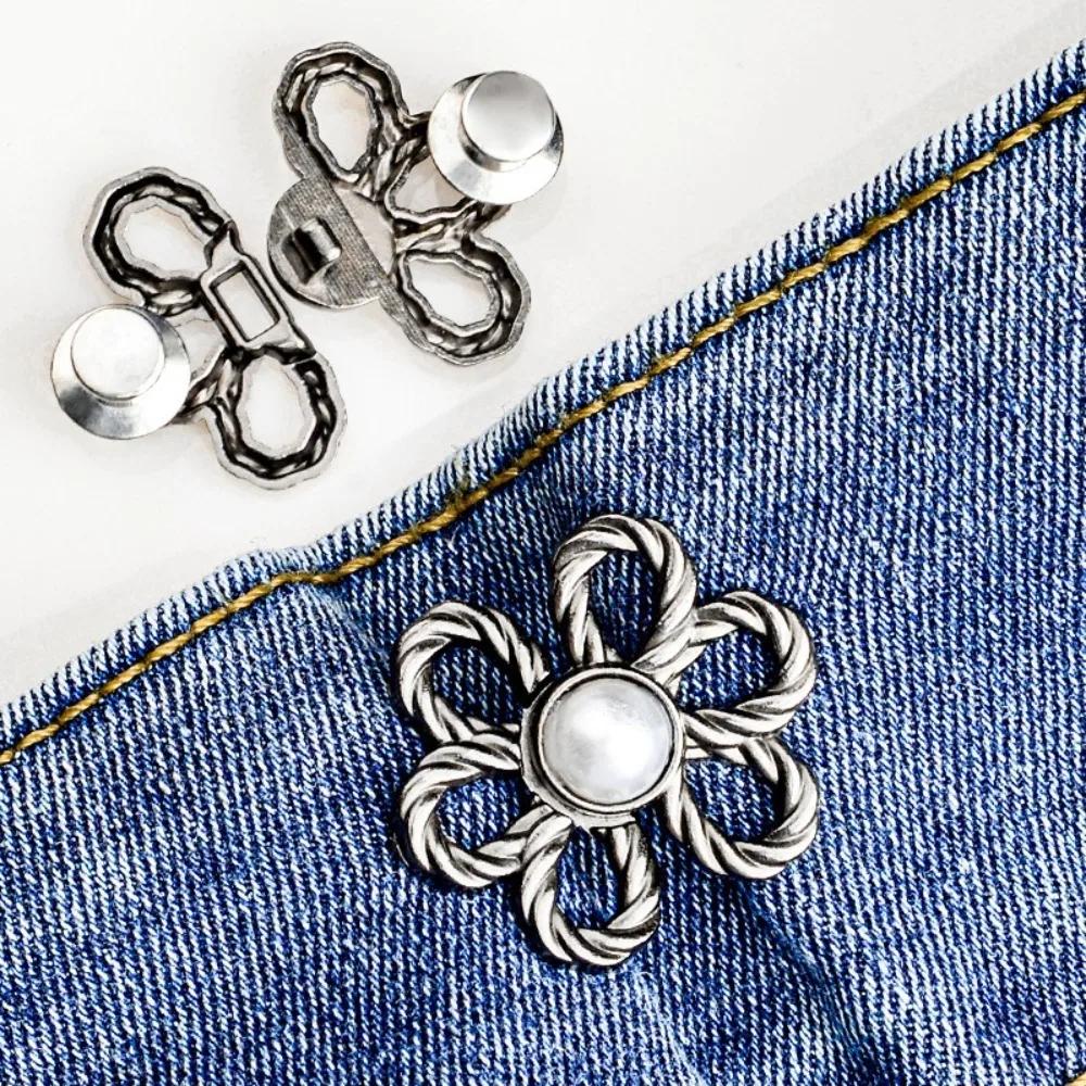 

New DIY Tighten Waist Button Detachable Clip No Sewing Retractable Button Reduce Waist Adjustable Buckle Pants сірий