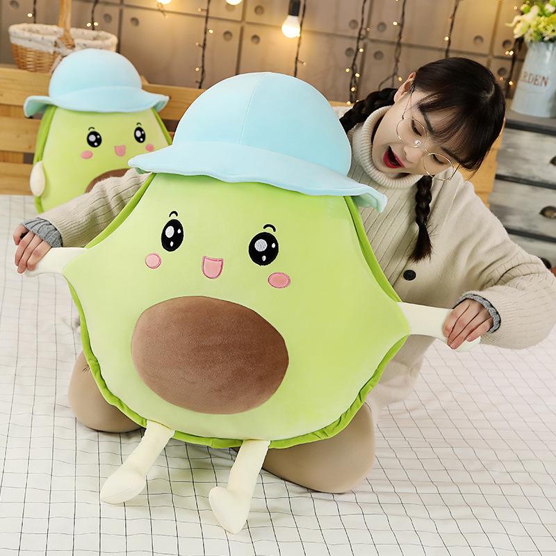 Nuovo Peluche Avocado con Cappello Carino Frutto Avocado Cuscino Imbottito Kawaii Morbido Cuscino Divano Avocado Regali di Compleanno per la Fidanzata