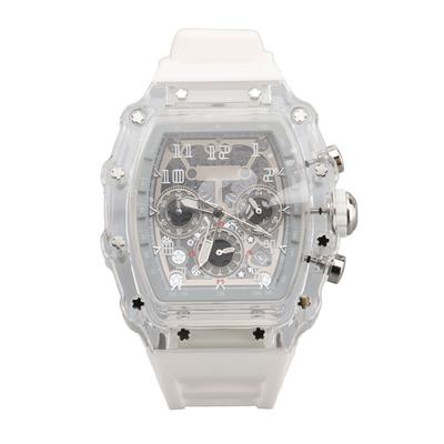 Transparent Case Business Watch Water Proof 50M Luminous Casual Cool Large Dial Silicone Strap