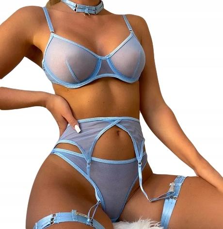 Beautiful Women's Underwear Set: Bra, Choker, Thigh Straps, Belly, Thong, S